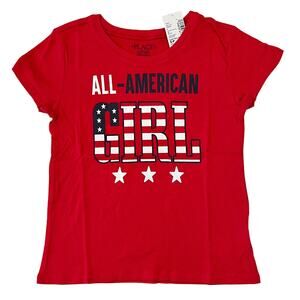 NWT Children's Place Girls Red 4th of July "All American Girl" Tee -SIZE S (5/6)